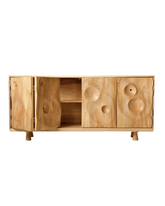 Grey Elm Hand Sculpted Front Cabinet