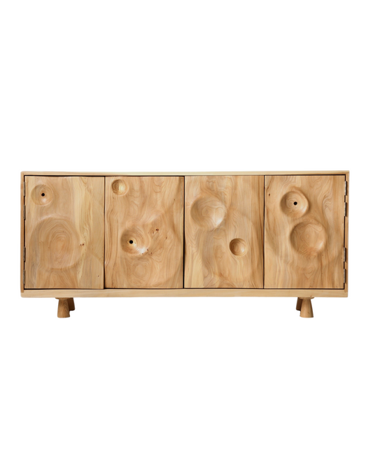 Grey Elm Hand Sculpted Front Cabinet
